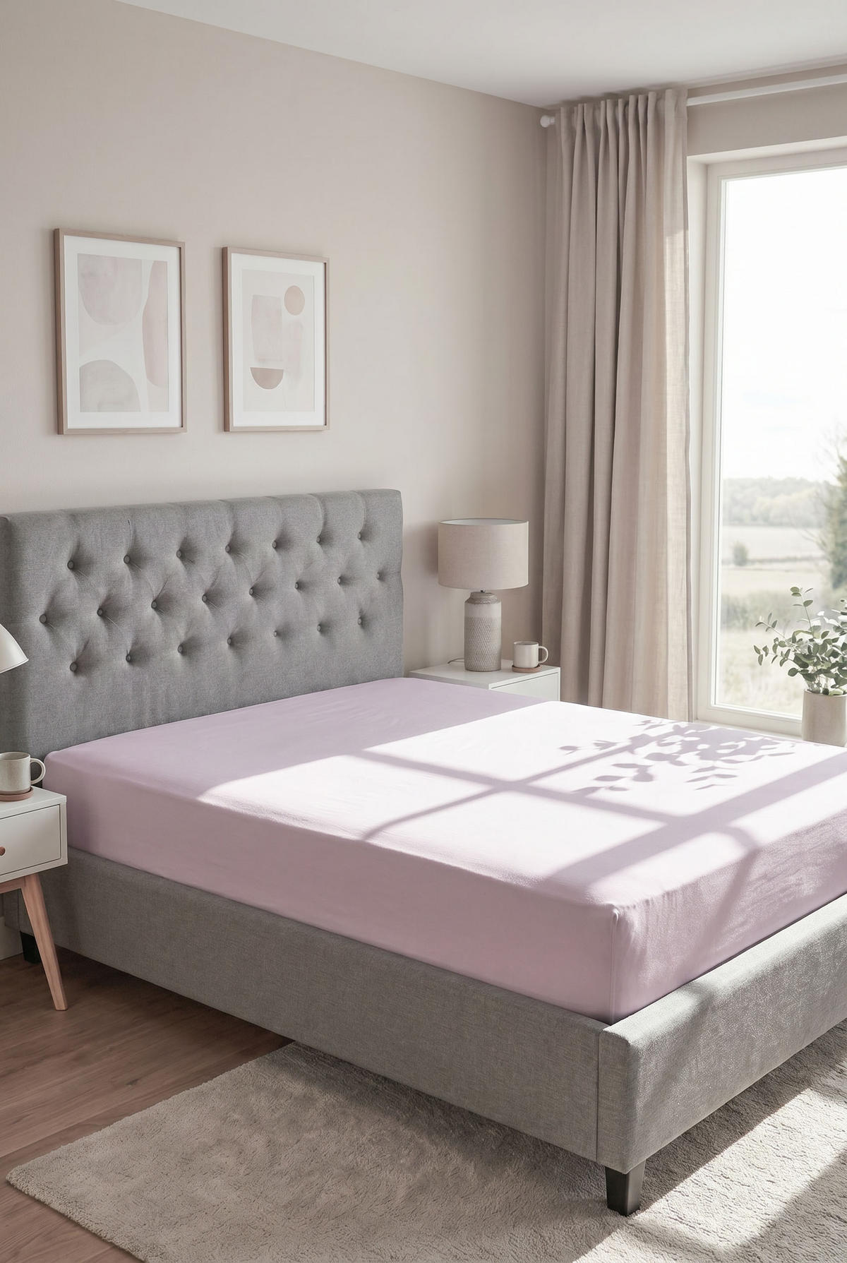 SPANNBETTTUCH Premium Jersey flieder, 60x120 cm - 70x140 cm - Flieder, Textil (70/140cm) - biberna