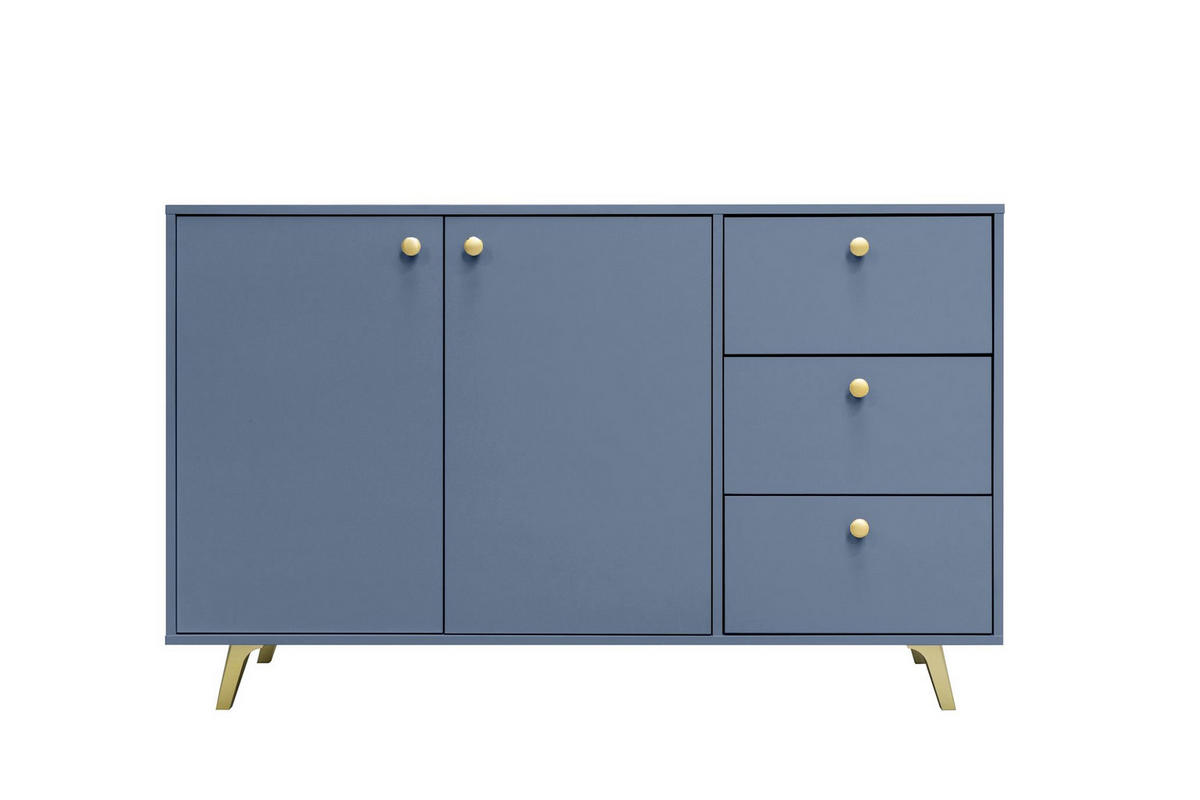 KOMMODE Rainbow Hellblau, Kombikommode mit Schubladen - Goldfarben/Hellblau, Holzwerkstoff (139/86/41cm) - Bettso