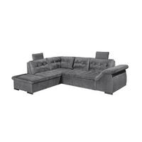 ECKSOFA mit Schlaffunktion und Bettkasten, verstellbare Armlehnen - Anthrazit, Textil (217/283cm) - ed exciting design