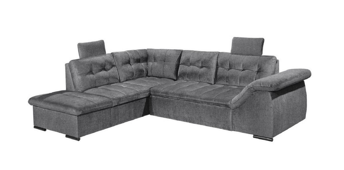 ECKSOFA mit Schlaffunktion und Bettkasten, verstellbare Armlehnen - Anthrazit, Textil (217/283cm) - ed exciting design
