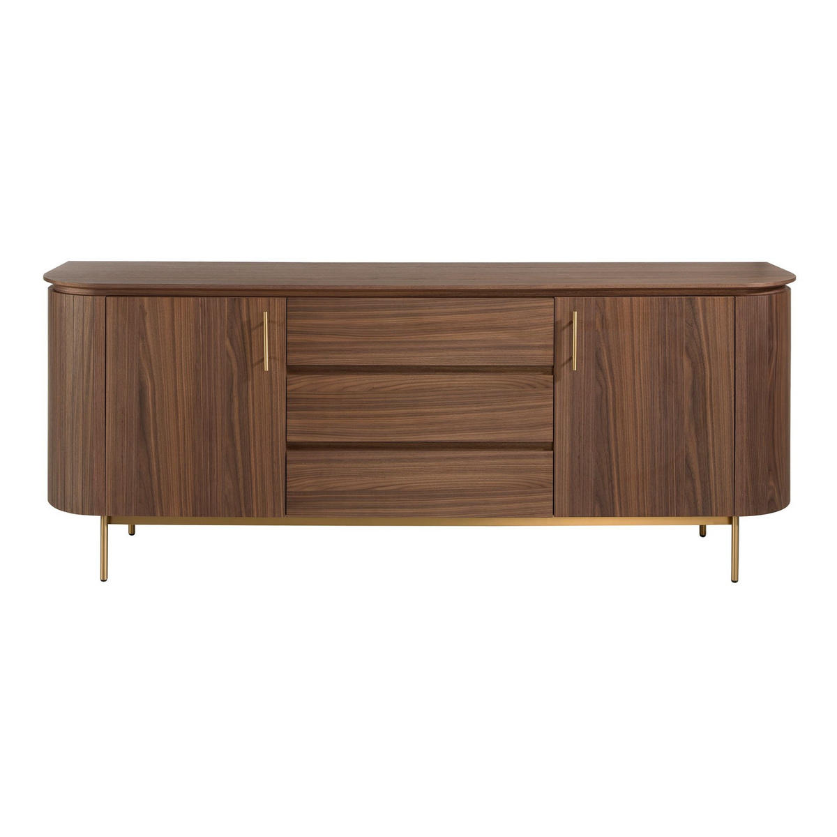 SIDEBOARD Sideboard Nussbaum und goldener polierter Stahl 210/45/80 cm - Goldfarben/Schwarz, Holz (210/80/45cm) - ANGEL CERDA