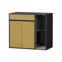 KATZENKLO-SCHRANK mit Aufbewahrung und integrierter Katzentoilette HAT08-E-SCH - Ahornfarben/Schwarz, Kunststoff/Fell (45/75/85cm) - SoBuy