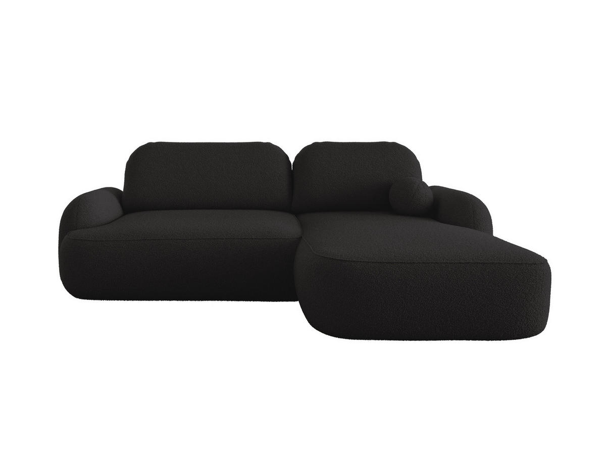 ECKSOFA MIVARO Schlaffsofa Boucle Schwarz (RECHTS) - Schwarz, Textil (276/176cm) - Luxkor24