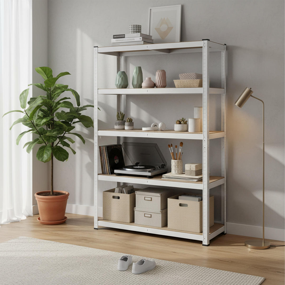 SCHWERLASTREGAL - Weiß, Holzwerkstoff/Kunststoff (100/180/40cm) - Relaxdays