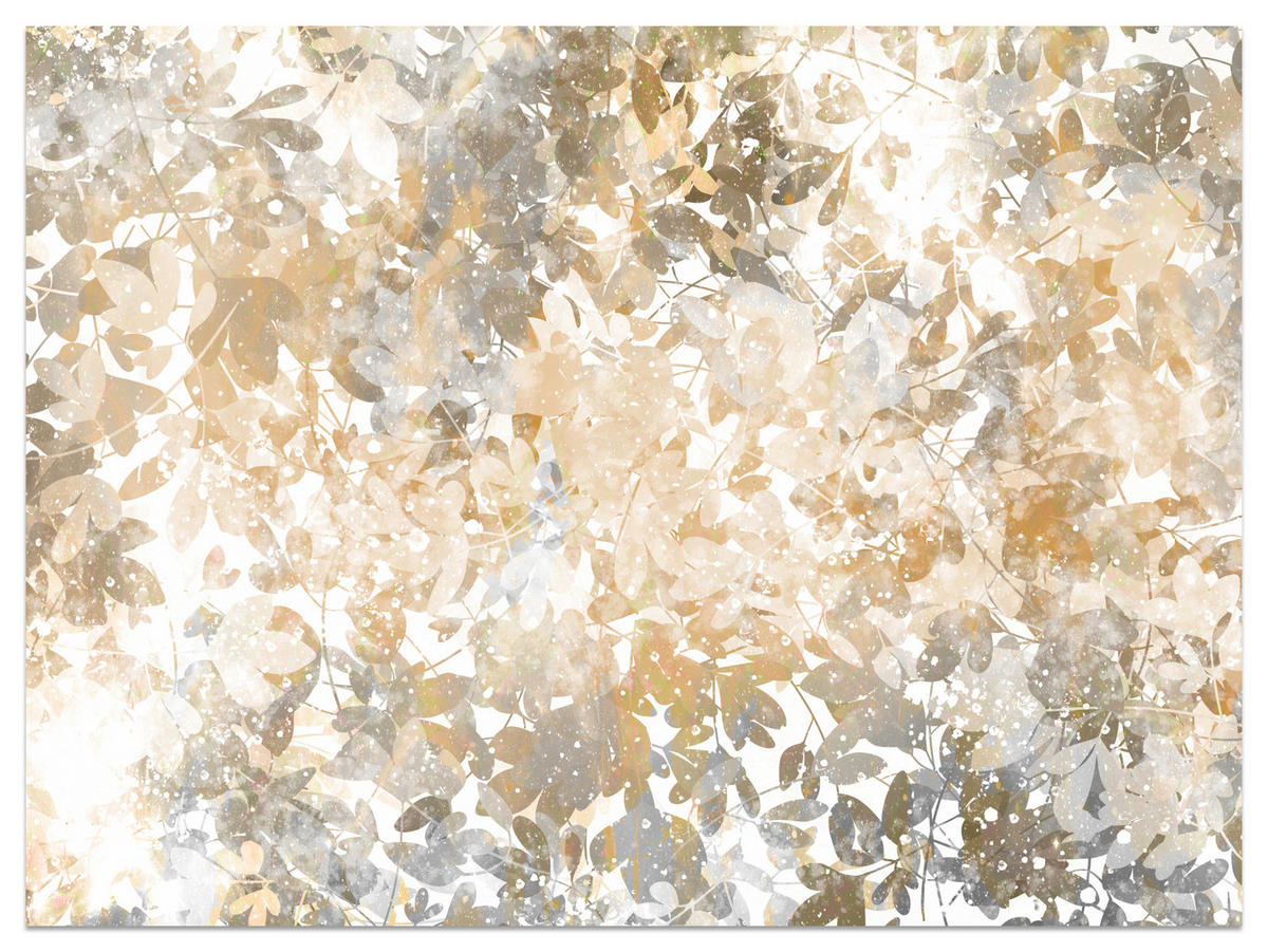 FOTOTAPETE für Wohnzimmer Blätter Abstraktion 300x210 - Beige/Orange, Papier (300/210cm) - Muralo