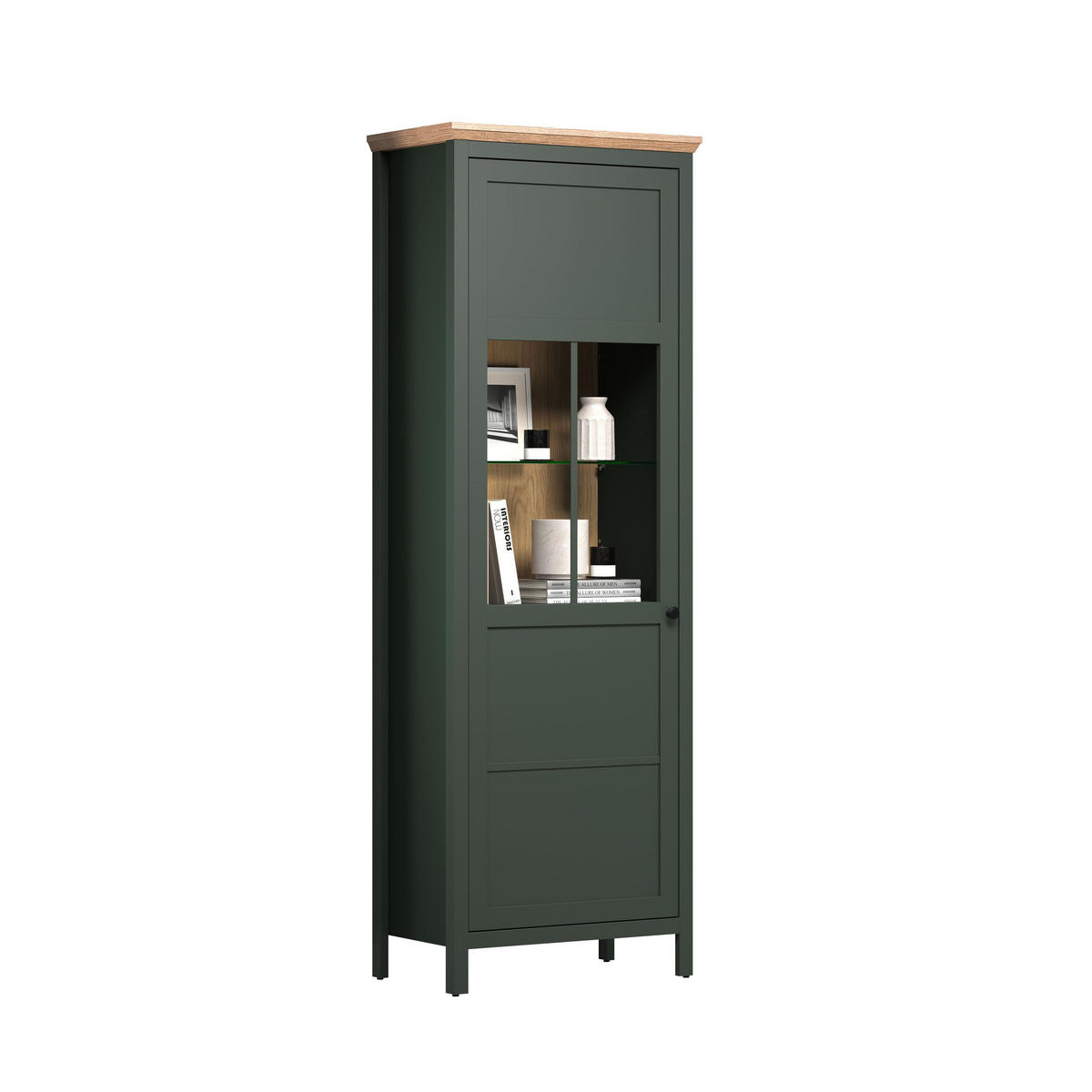 VITRINE Stanton Grün - Grün, Holzwerkstoff (69/69/198cm) - Trendteam