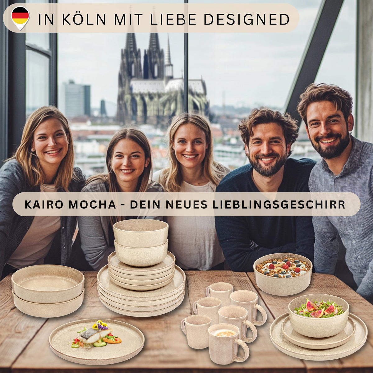 TAFELSERVICE KAIRO MOCHA - 30 teilig aus Steingut - Beige, Keramik (70/30/70cm) - Sänger
