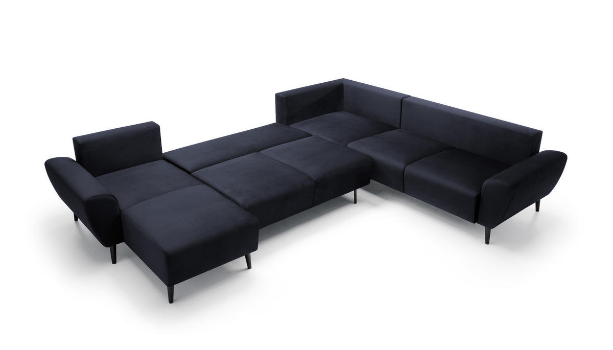 ECKSOFA BOSCO U-Form, Monolith-Stoff, Freistehend, mit verstellbaren Kopfstützen, Sofa für Familien, Größe: 340x270x98cm, Farbe: Anthrazit - Anthrazit, Holz/Textil (270/340cm) - DomoHome