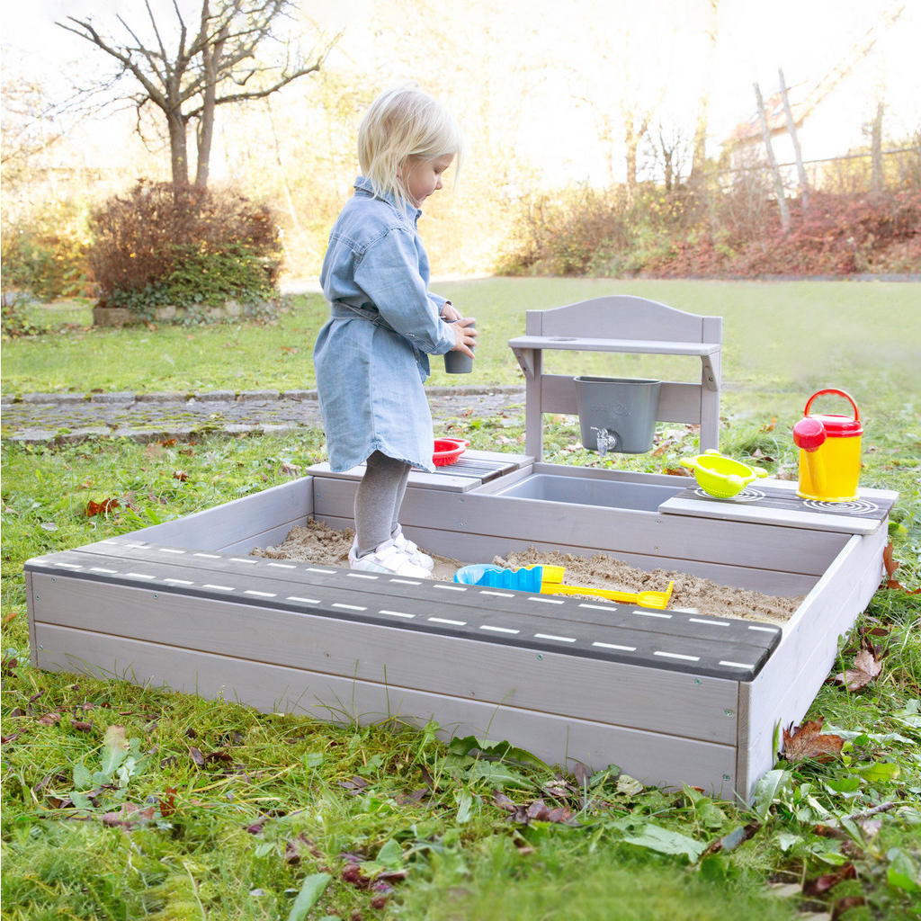 Thumbnail - Roba Sandkasten, Grau, Holz, 117x54x118 cm, Outdoor Spielzeug, Sandkästen