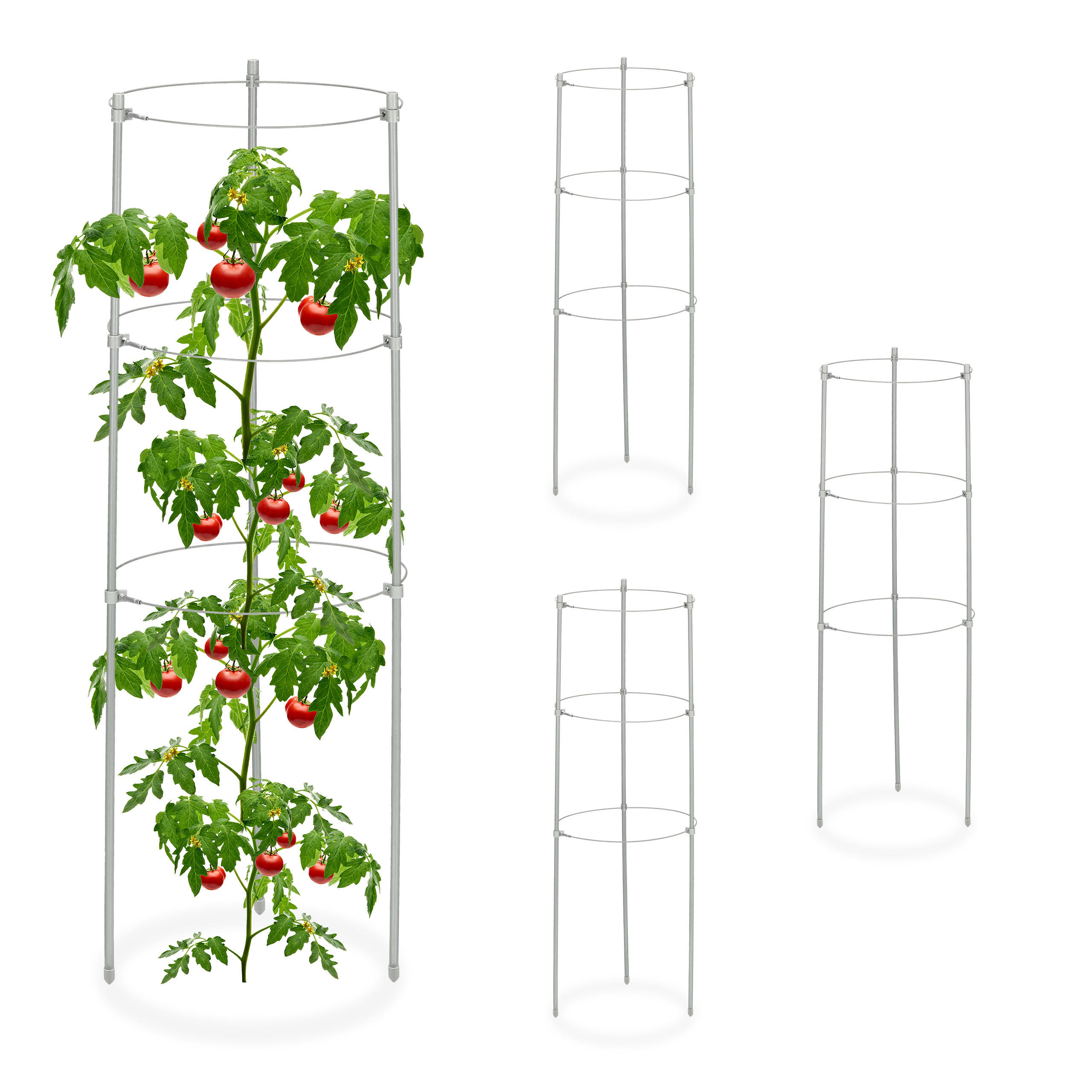 Relaxdays OPORA Šedá 4dílná sada Kov plast 60 cm