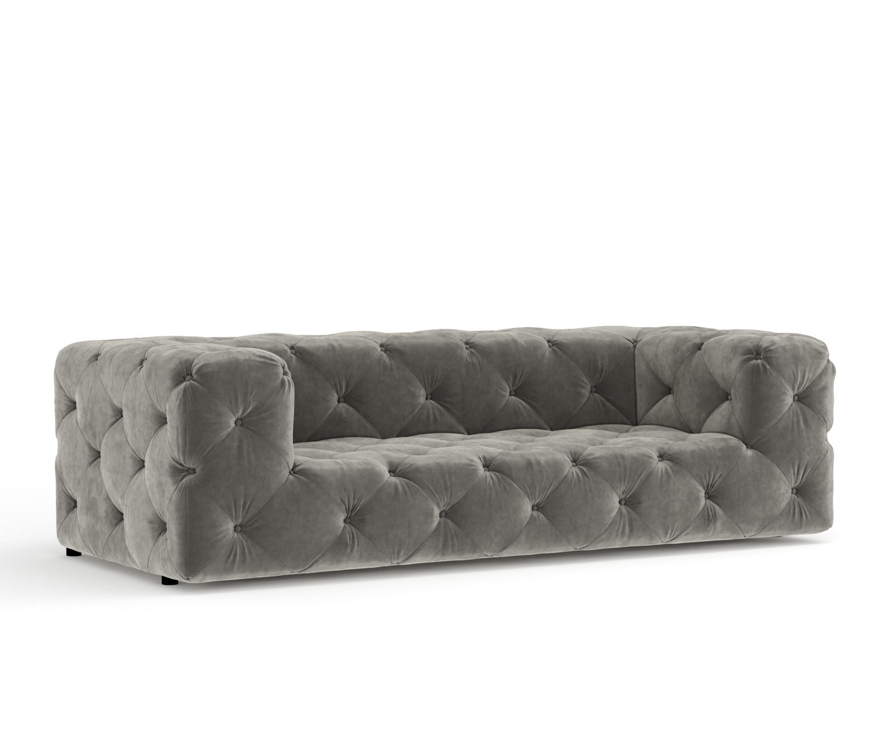 3-SITZER-SOFA Cosimo Grau Samtstoff - Schwarz/Grau, Holz/Holzwerkstoff (230/71/100cm) - Maison de Reve