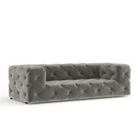3-SITZER-SOFA Cosimo Grau Samtstoff - Schwarz/Grau, Holz/Holzwerkstoff (230/71/100cm) - Maison de Reve