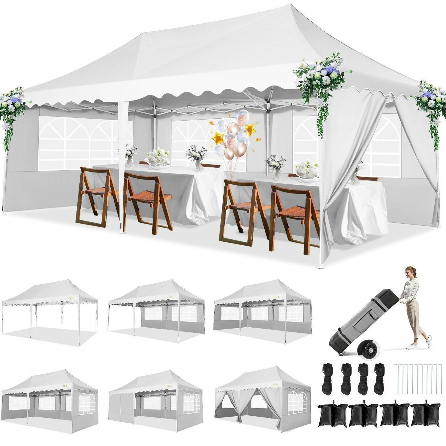 FALTPAVILLON 3x6m Weiß mit 6 Seitenwänden Metall - Weiß, Metall (300/320/600cm)