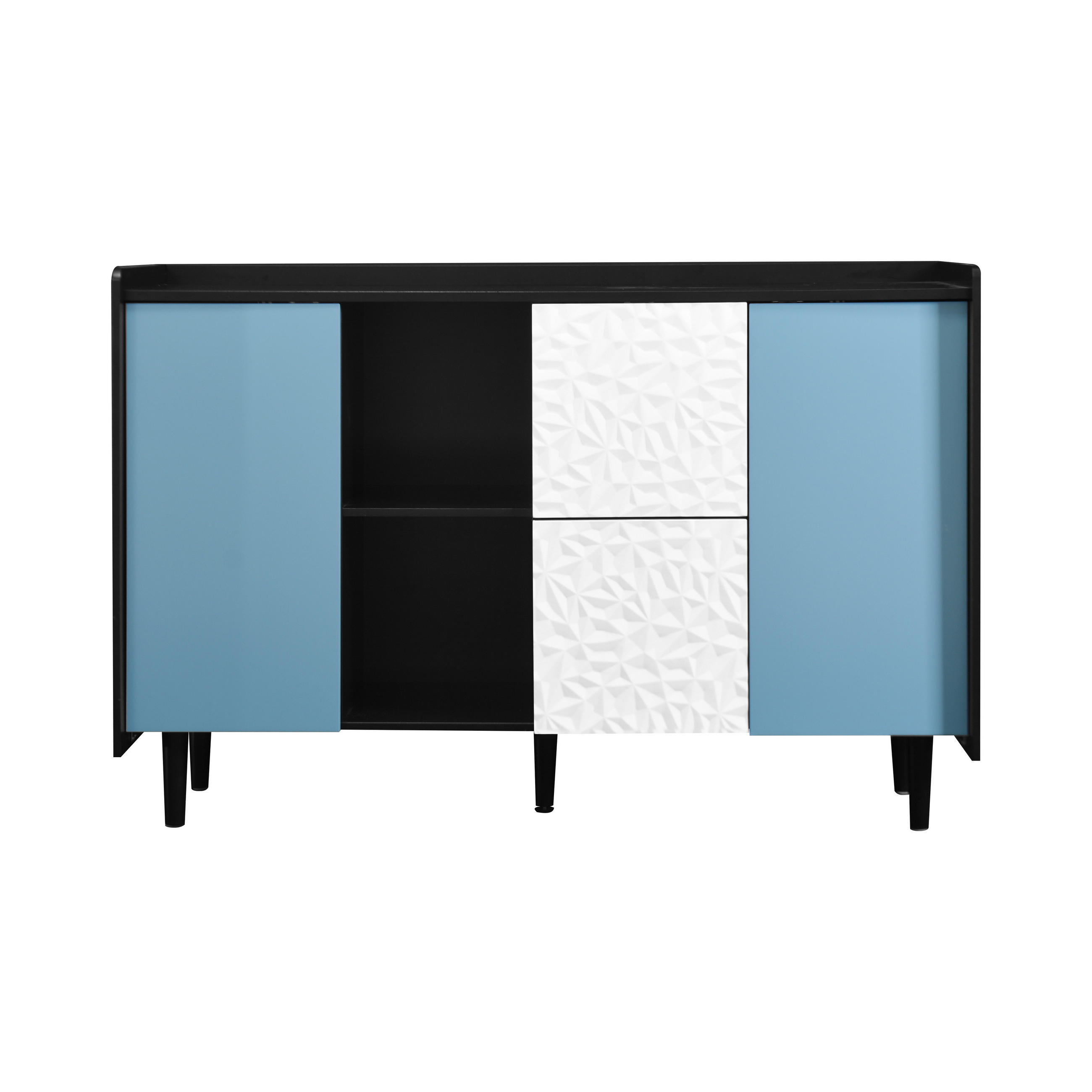 ANRICHTE Style Schwarz Blau 120/40/80 cm - Schwarz, Holz (120/80/40cm) - PANGIVO