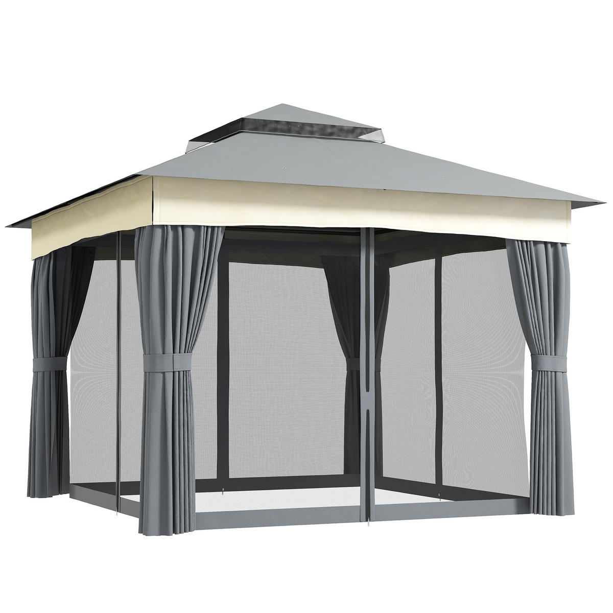 PAVILLON mit Doppeldach - Dunkelgrau, Metall (306/269/306cm) - Outsunny