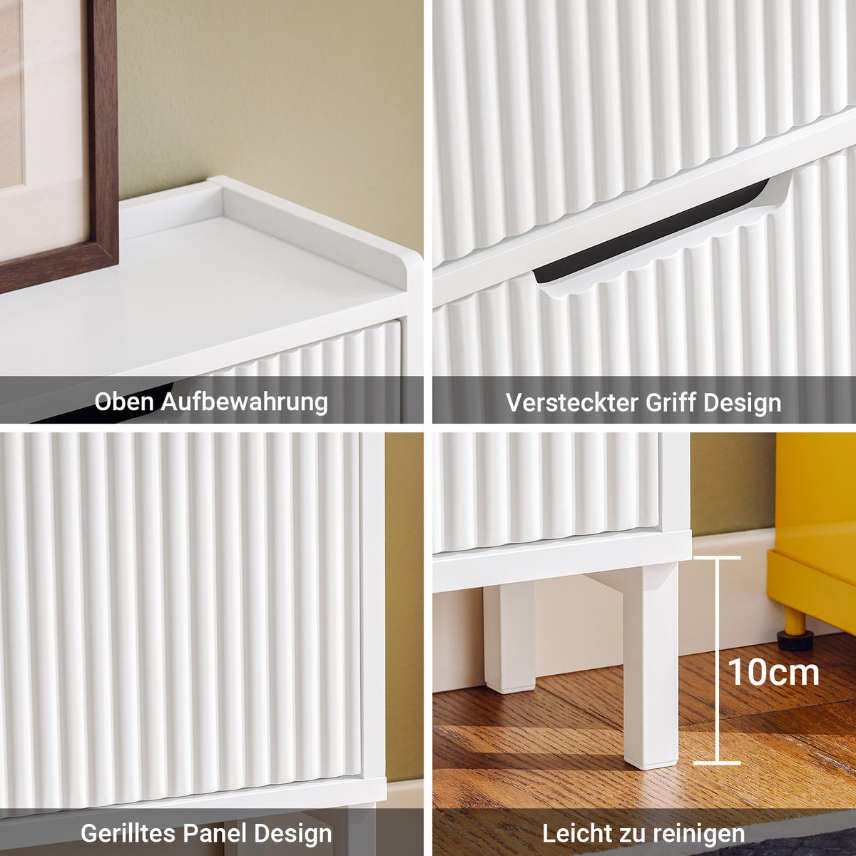 SCHUHSCHRANK mit 4 Klappen schmal 100x91x19cm Weiß - Weiß, Holzwerkstoff/Metall (100/91/19cm) - SoBuy