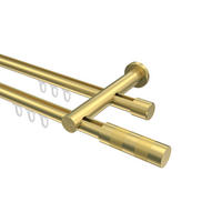 INNENLAUF-GARDINENSTANGEN-SET Platon Mavell 100 cm, 2-läufig, 20 mm Ø Messing-Optik - Messingfarben/Goldfarben, Metall (100cm) - INTERDECO