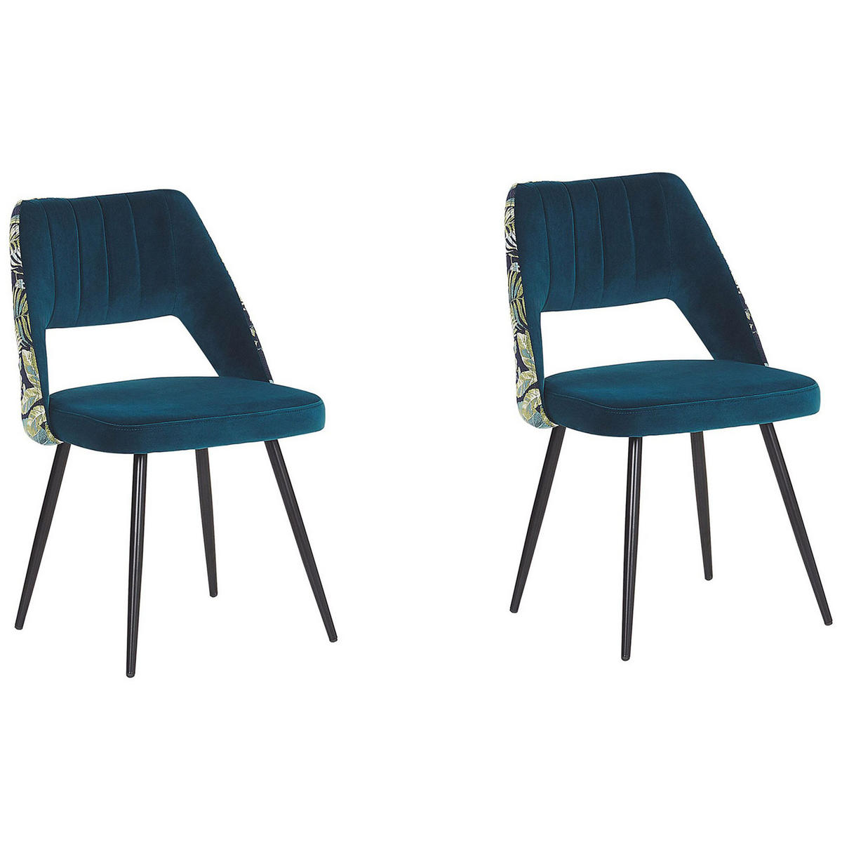 ESSZIMMERSTUHL 2er-Set Samtstoff Blau Ansley - Blau, Textil/Metall (50/79/43cm) - Beliani