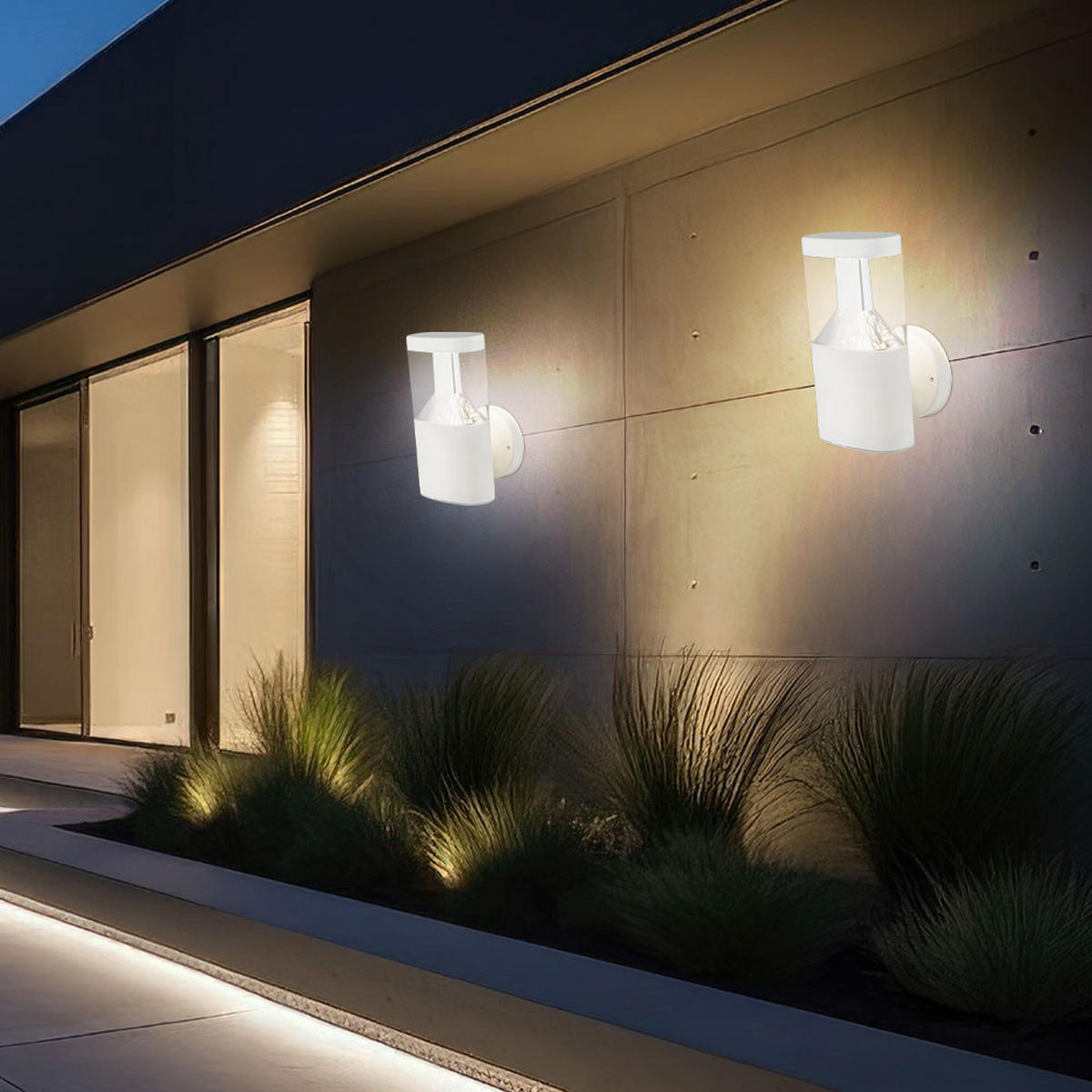 LED AUSSEN-WANDLEUCHTE Edelstahl Weiß 2er Set - Weiß, Metall (6.6/23/12.6cm) - Globo Lighting