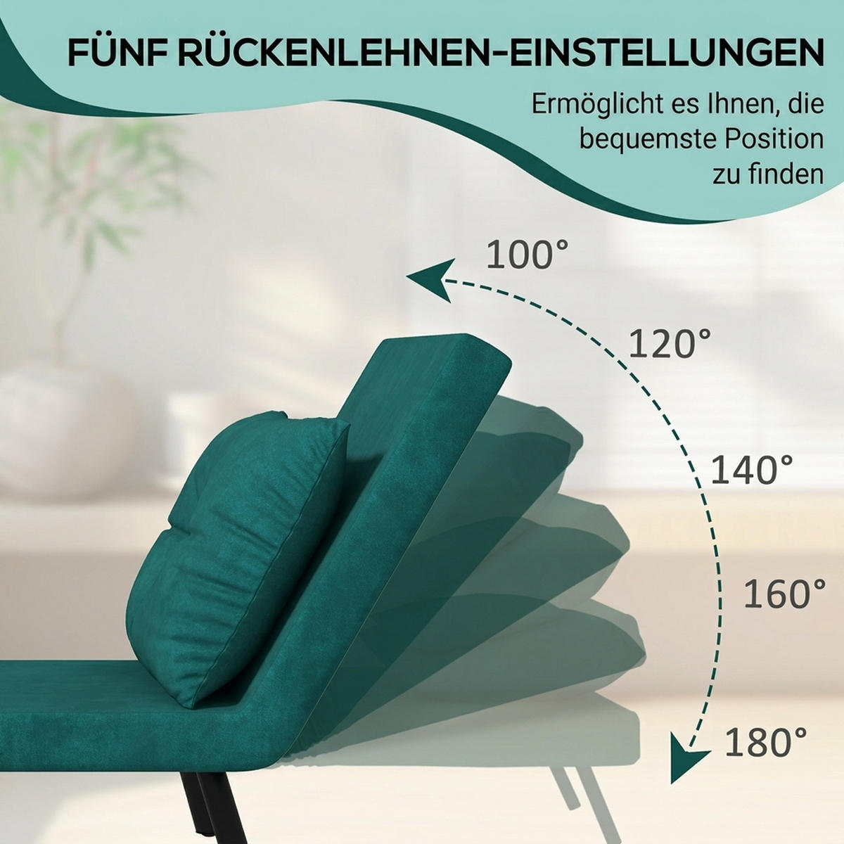 SCHLAFSESSEL, Einzelsofa mit Bettfunktion, Relaxsessel mit Rückenkissen Grün - Schwarz/Naturfarben, Holz/Textil (73/81/63cm) - HOMCOM