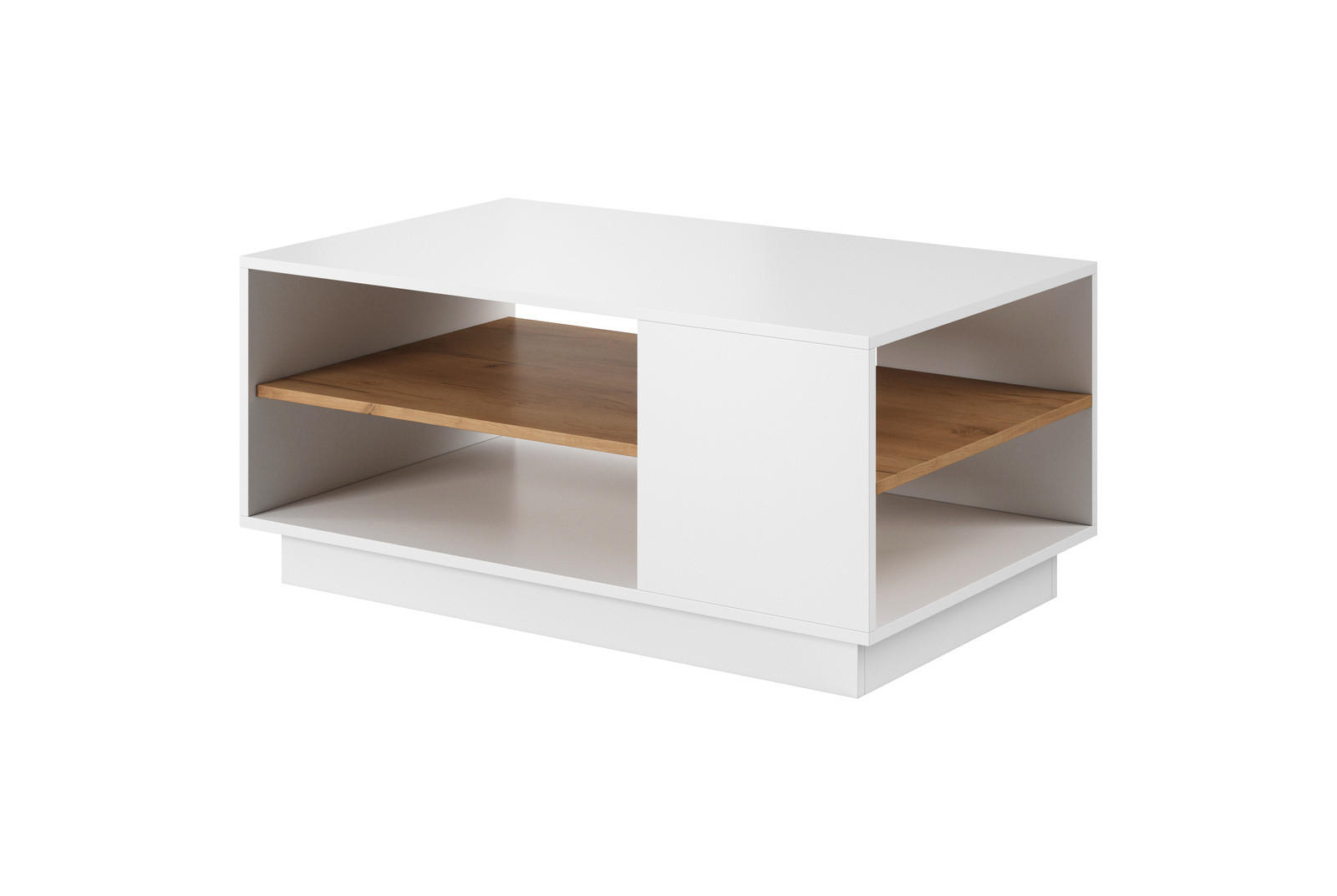 COUCHTISCH Viano G 100 cm Weiß / Eiche Craft Gold - Asymmetrisches Design - Eichefarben/Weiß, Holz/Holzwerkstoff (45/100/60cm) - Ravio