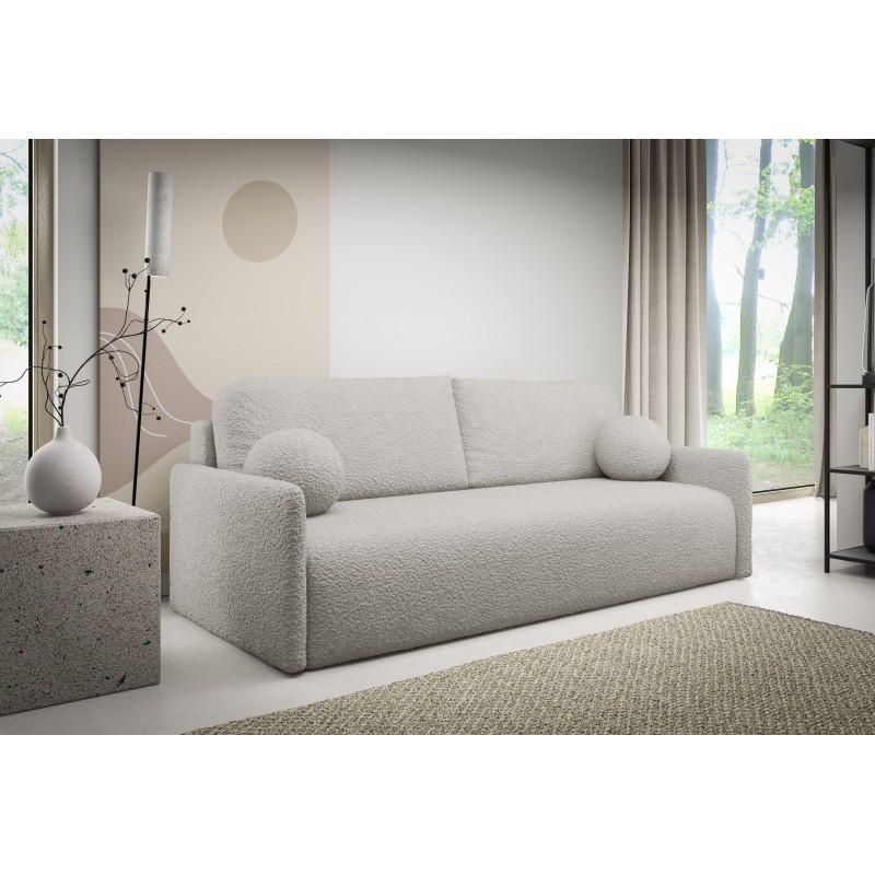 SCHLAFSOFA GLOV, Sofa mit Schlaffunktion und Bettkasten, Farbe: Grau, Bouclé-Stoff - Grau, Textil (206/95/87cm) - Sepro Meble