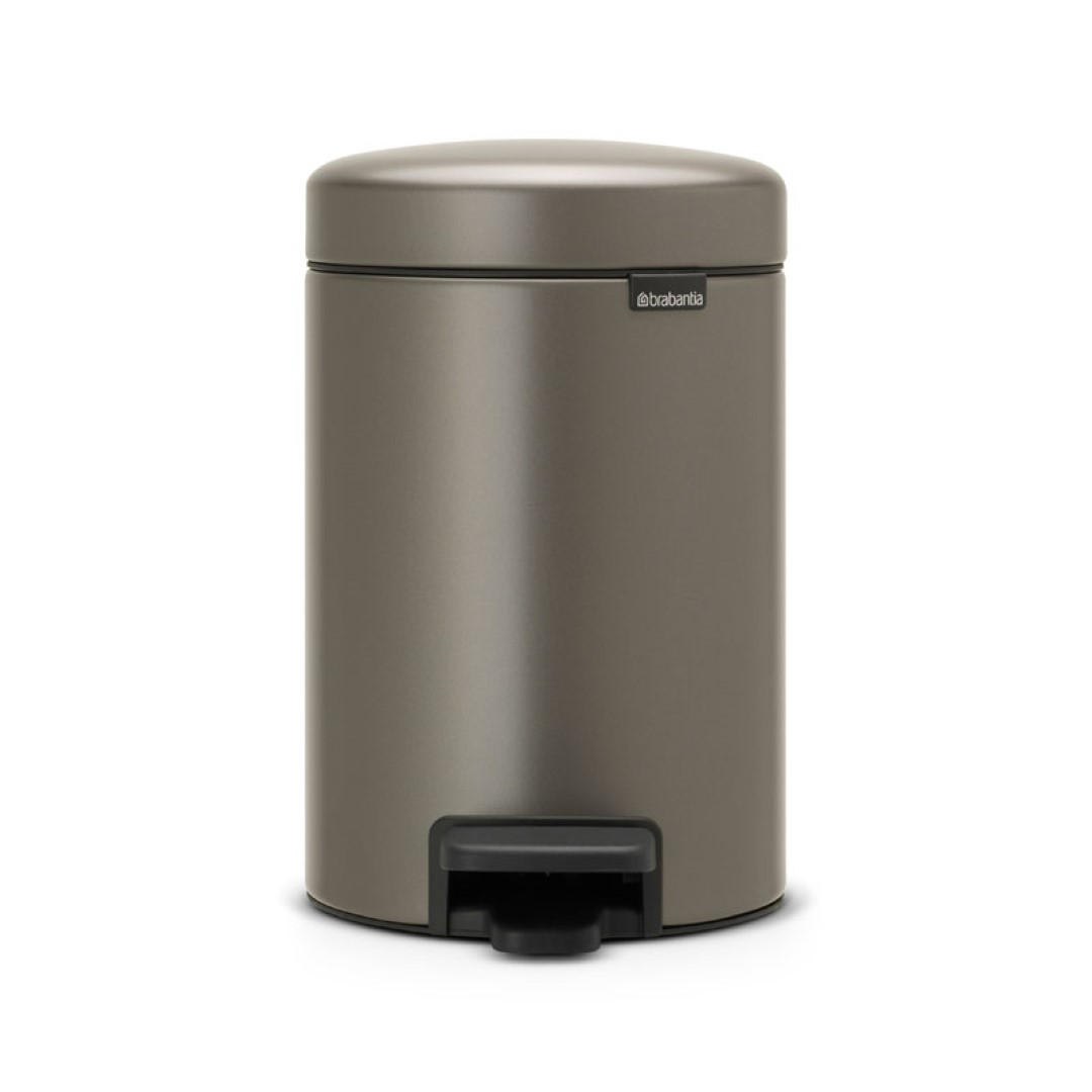 MÜLLEIMER klassisch Mit Soft Verschluss 3 Liter 26,4 x 16,8 x 23,5 cm Metall Platin - Grau, Metall (16.8/26.4/23.5cm) - PROREGAL