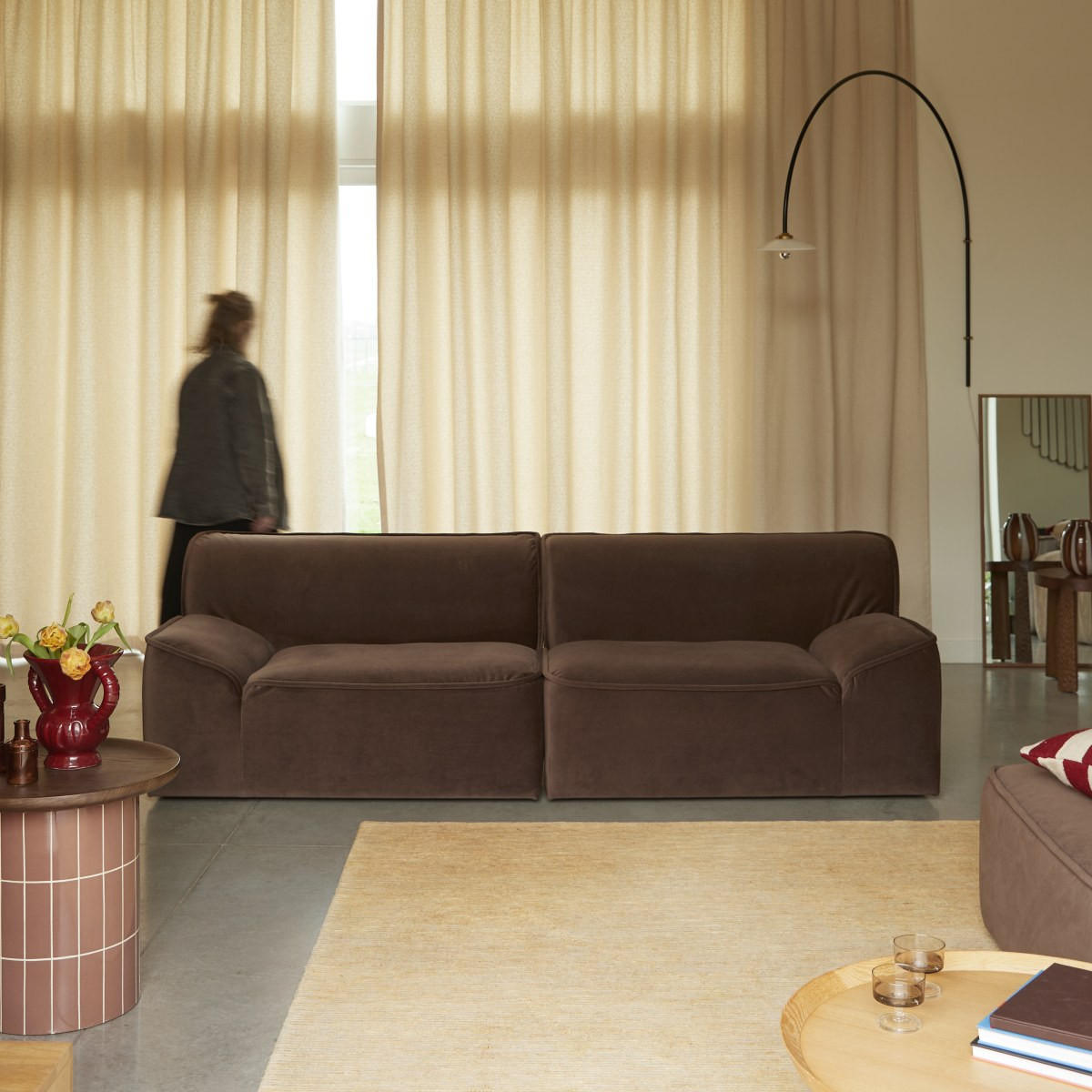 SOFA Quinto Braun aus Stoff - Braun, Textil (240/73/96cm) - Tikamoon