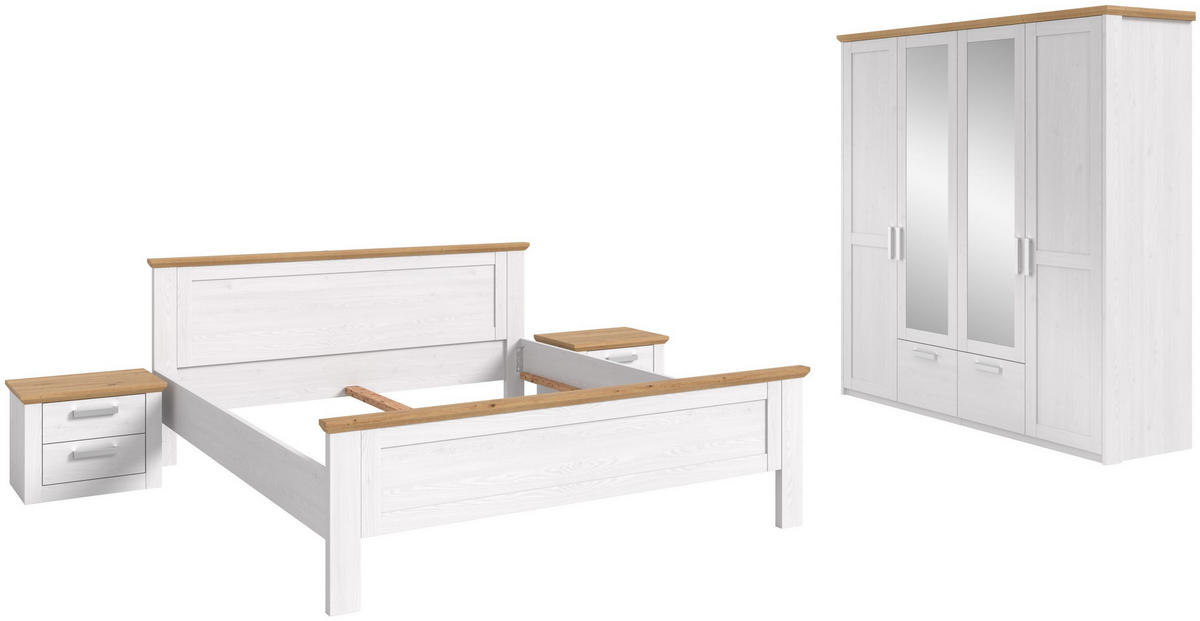 BETTANLAGE Verona Sibiu Lärche Nachbildung 4-tlg. - Lärchefarben, Holzwerkstoff - Xonox