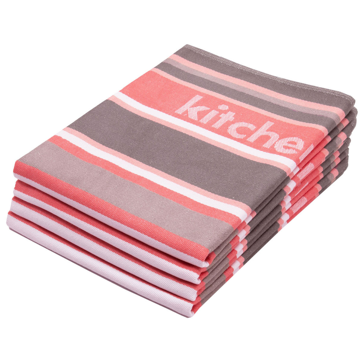 GESCHIRRTÜCHER, 4er-Set, 50x70 cm, 100% Baumwolle, Rot - Koralle, Textil (50/70cm) - Zollner