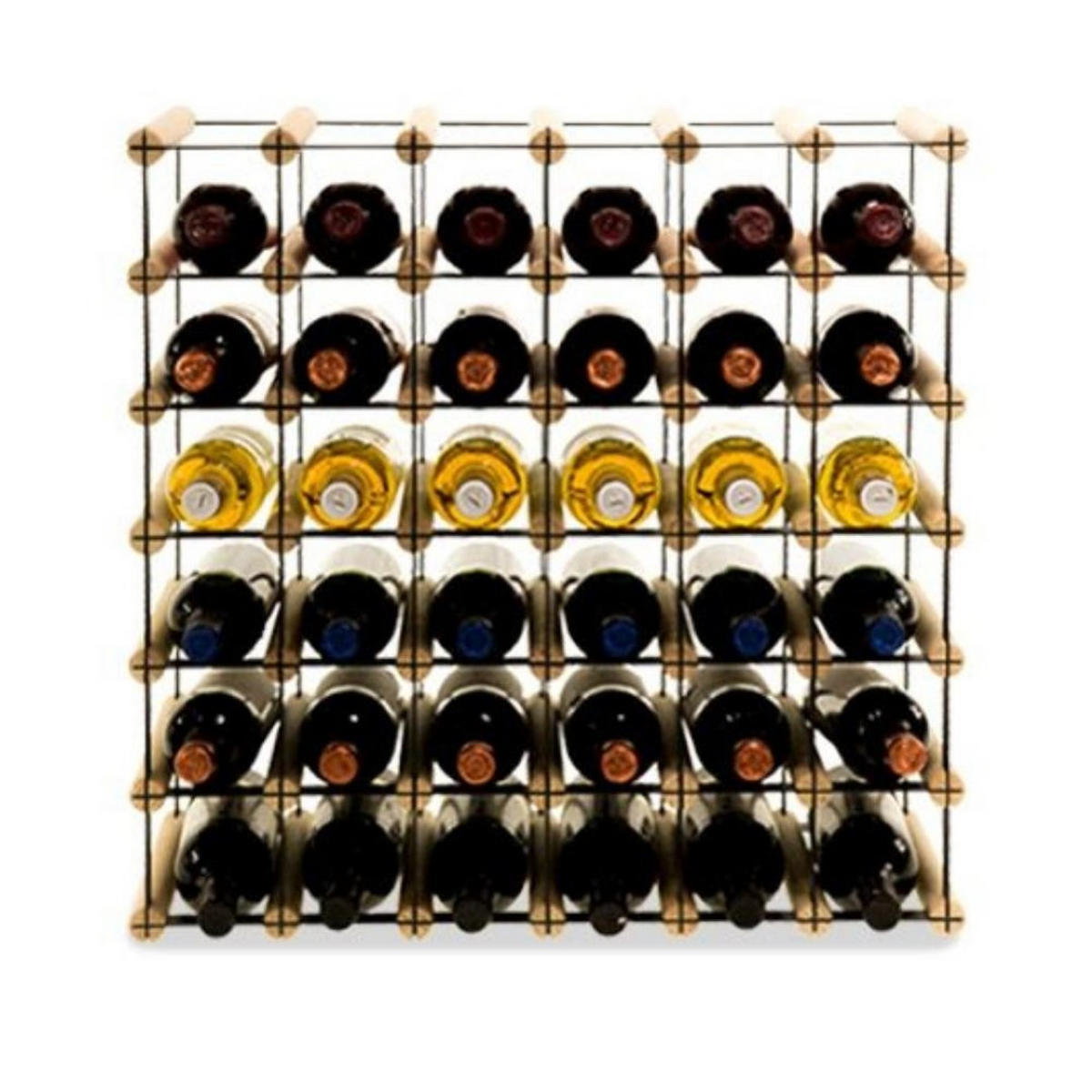 WEINREGAL Vinotega Mod Metal 52,5x62,5x24,5 cm 6x5 Flaschen Massives Kiefernholz Natur - Naturfarben, Holz (62.5/52.5/24.5cm) - PROREGAL