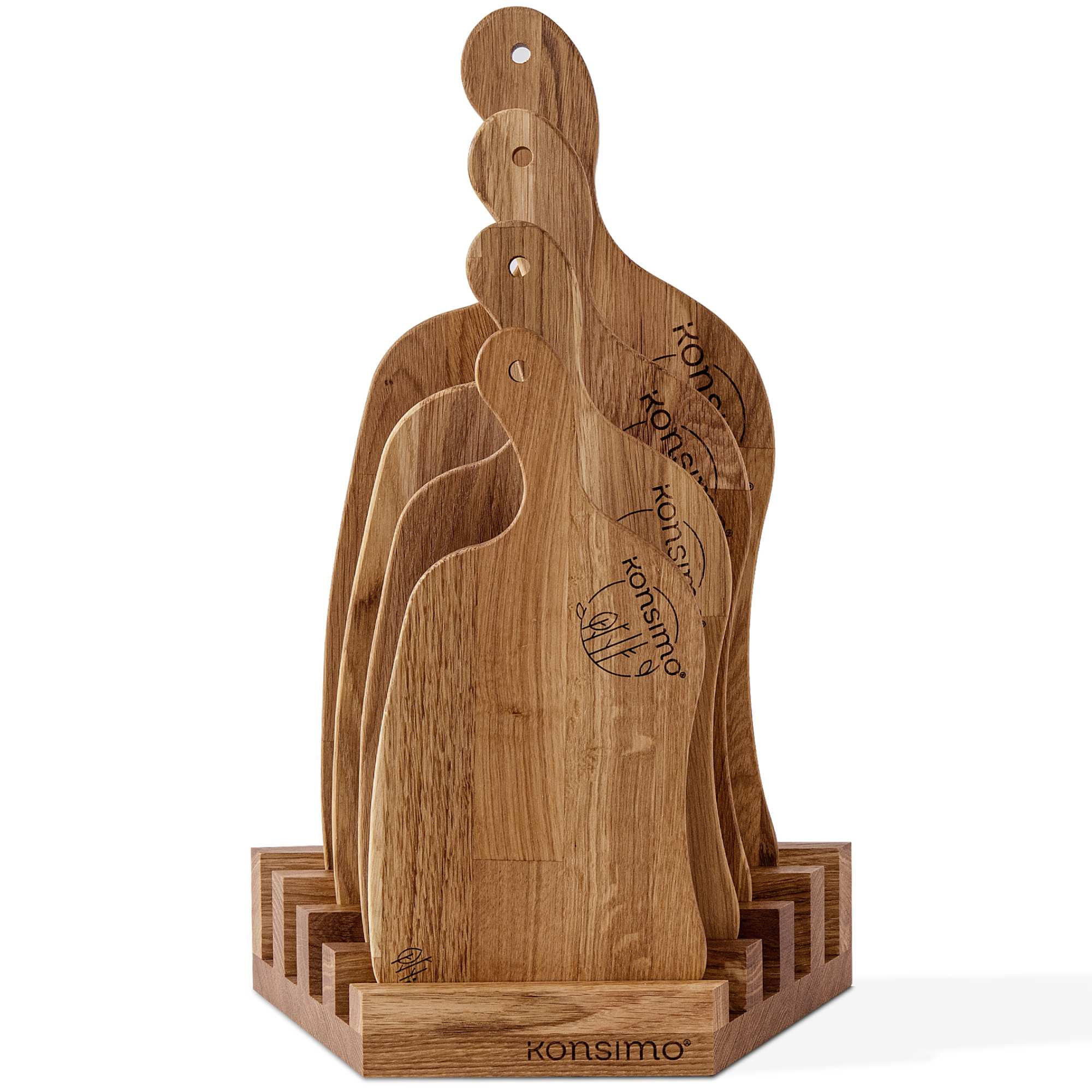 SCHNEIDEBRETT Set mit Halter Hemero 4tlg - Eichefarben, Holz (49/8cm) - KONSIMO®