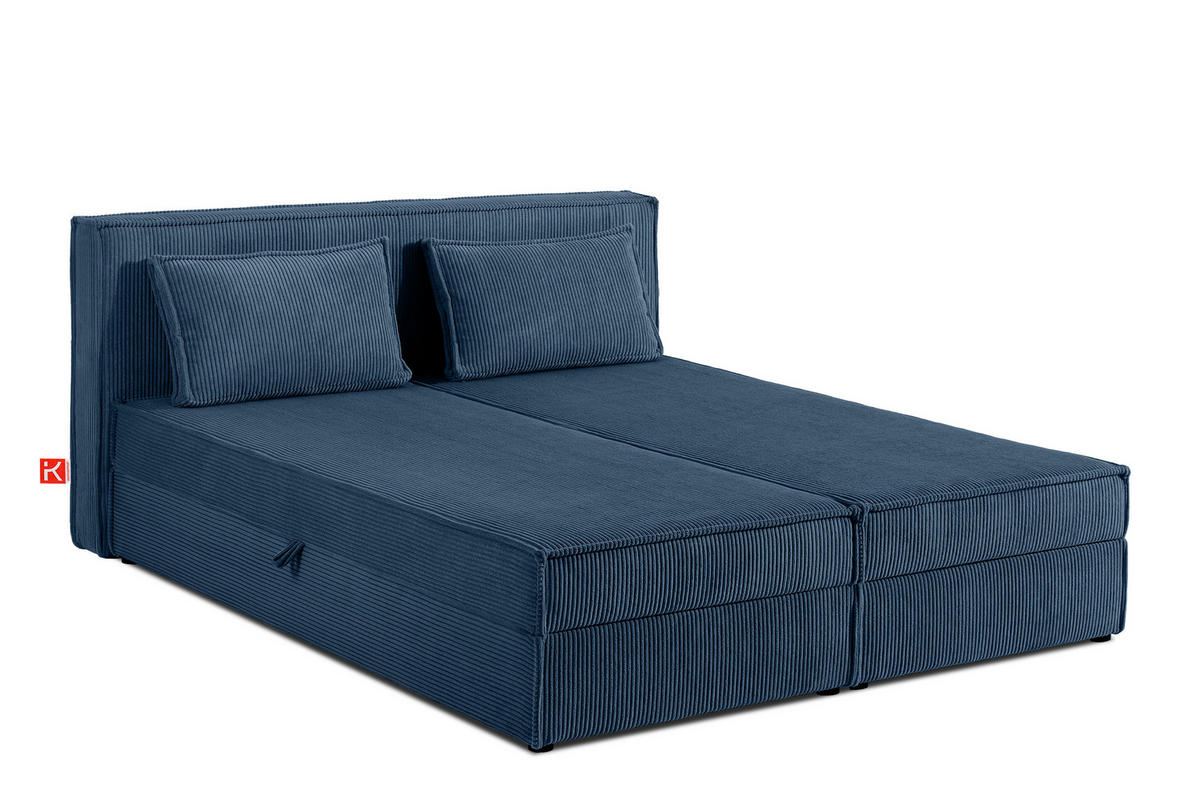 BOXSPRINGBETT ROTI mit Stauraum, marineblau - Schwarz/Dunkelblau, Holz/Holzwerkstoff (180/200cm) - KONSIMO®