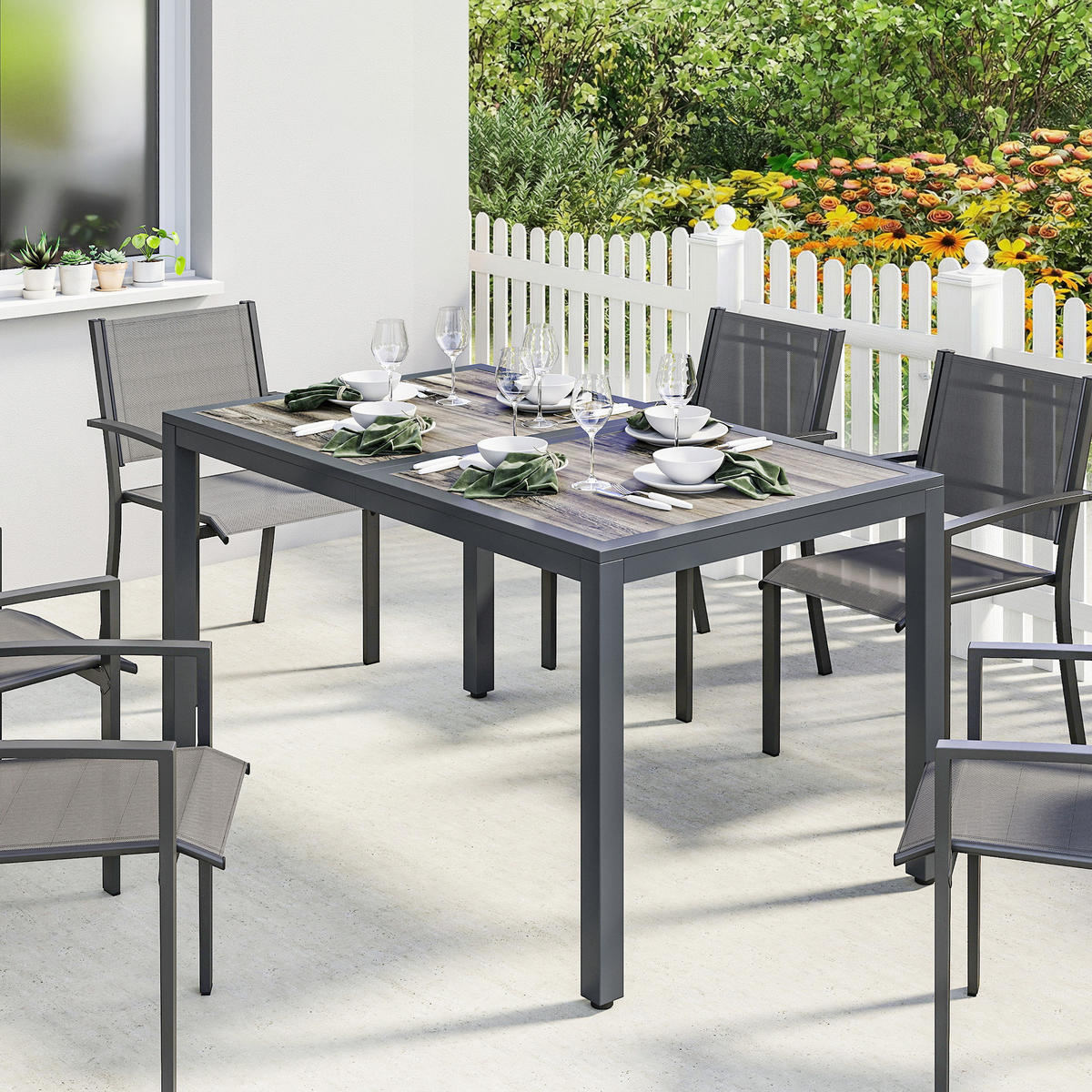 GARTENTISCH DE-14229 140x80 cm Dunkelgrau - Dunkelgrau, Metall (140/80/72cm) - ComfortXL