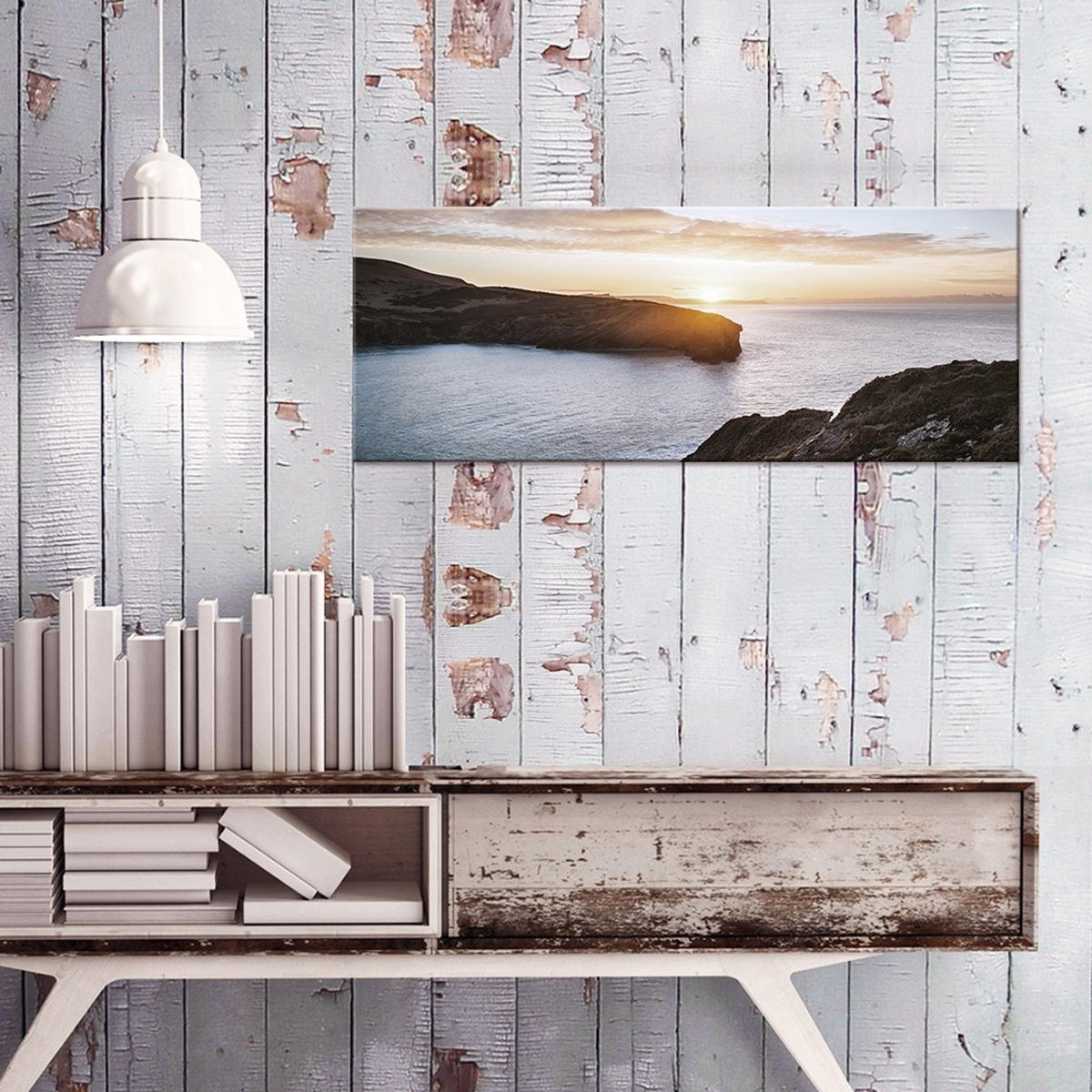 GLASBILD 80x30 cm Sonnenuntergang - Gelb, Glas (80/30cm) - artissimo