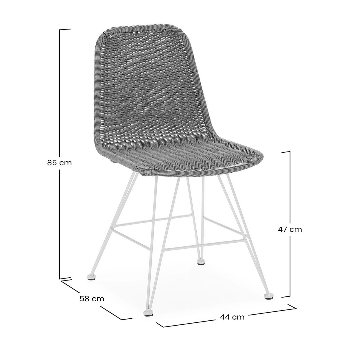 STUHL-SET 2 Beth, Ratan/Weiß - Weiß, Kunststoff/Metall (44/85/58cm) - VS Venta-stock