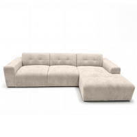 ECKSOFA L Form Corlu Creme 310/165/78 cm – stilvolle kleine Eckcouch Rechts - Creme/Schwarz, Kunststoff/Textil (165/310cm) - AX Living