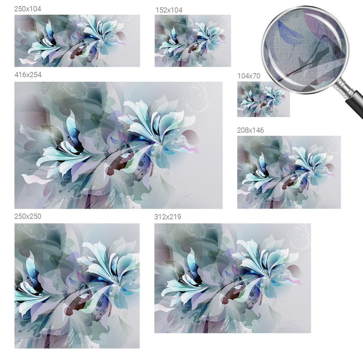 FOTOTAPETE 104x70 cm - Florale Abstraktion - Grün, Textil (104/70cm) - Wallfluent