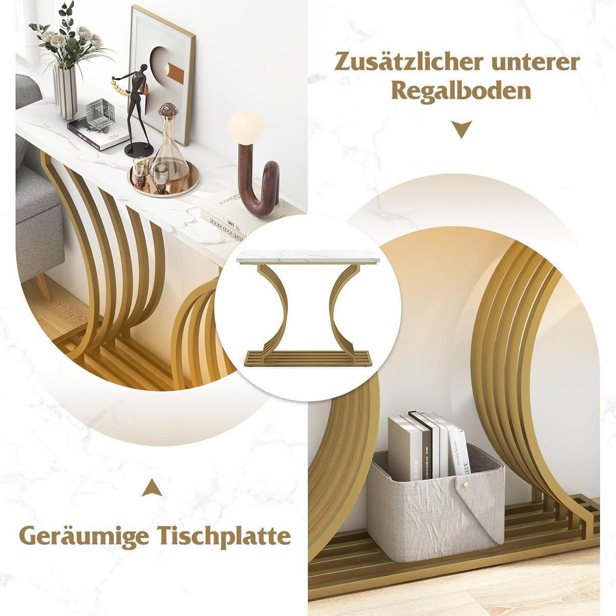 EINGANGSTISCH 80cm Weiß - Weiß, Holz (100/30/80cm) - COSTWAY