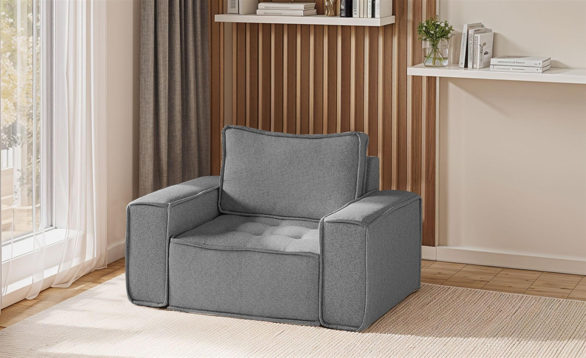 SESSEL Sande In Raven - Grau, Holzwerkstoff/Textil (132/85/90cm) - Fun Möbel