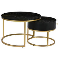 COUCHTISCH 2tlg. rund - Schwarz, Holzwerkstoff/Metall (70/70/48cm) - Urban Meuble