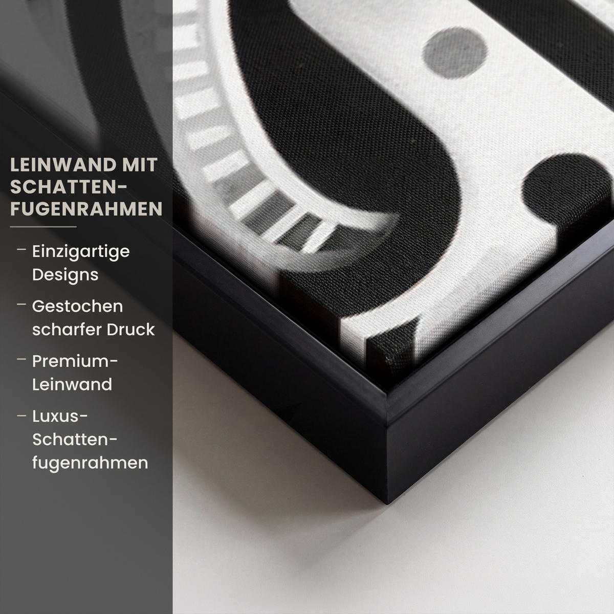 LEINWAND Bilder mit Rahmen - Symbole - Abstrakt - Grafik - Schwarz - 120x80 - Schwarz, Textil (120/80cm) - MuchoWow