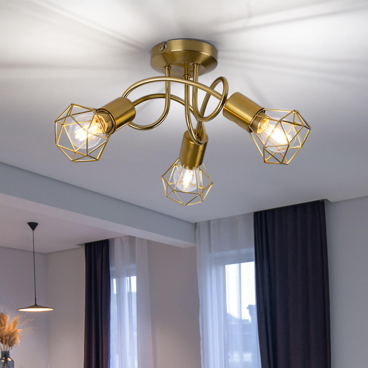 DECKENLEUCHTE XARA Gold Gitter - Goldfarben, Metall (36/36/20cm) - Globo Lighting
