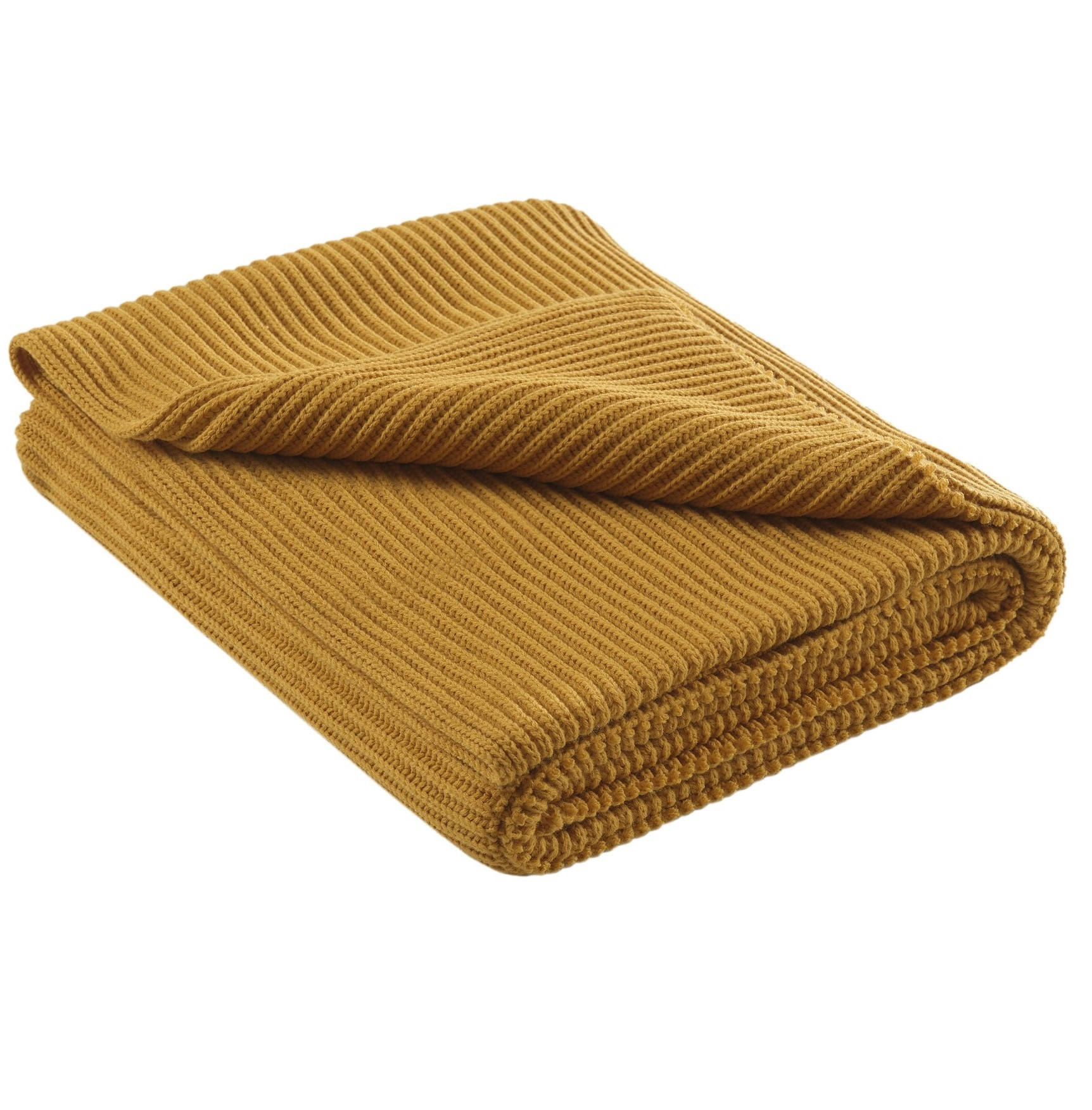 STRICKDECKE eco-line gelb 140/190 cm aus 60% recycelten Materialien - Gelb, Textil (140/190cm) - wometo