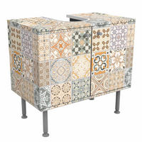 WASCHBECKENUNTERSCHRANK Vintage Azulejo Keramikfliesen 60/55/35 cm - Beige, Holzwerkstoff (60/55/35cm) - Bilderwelten