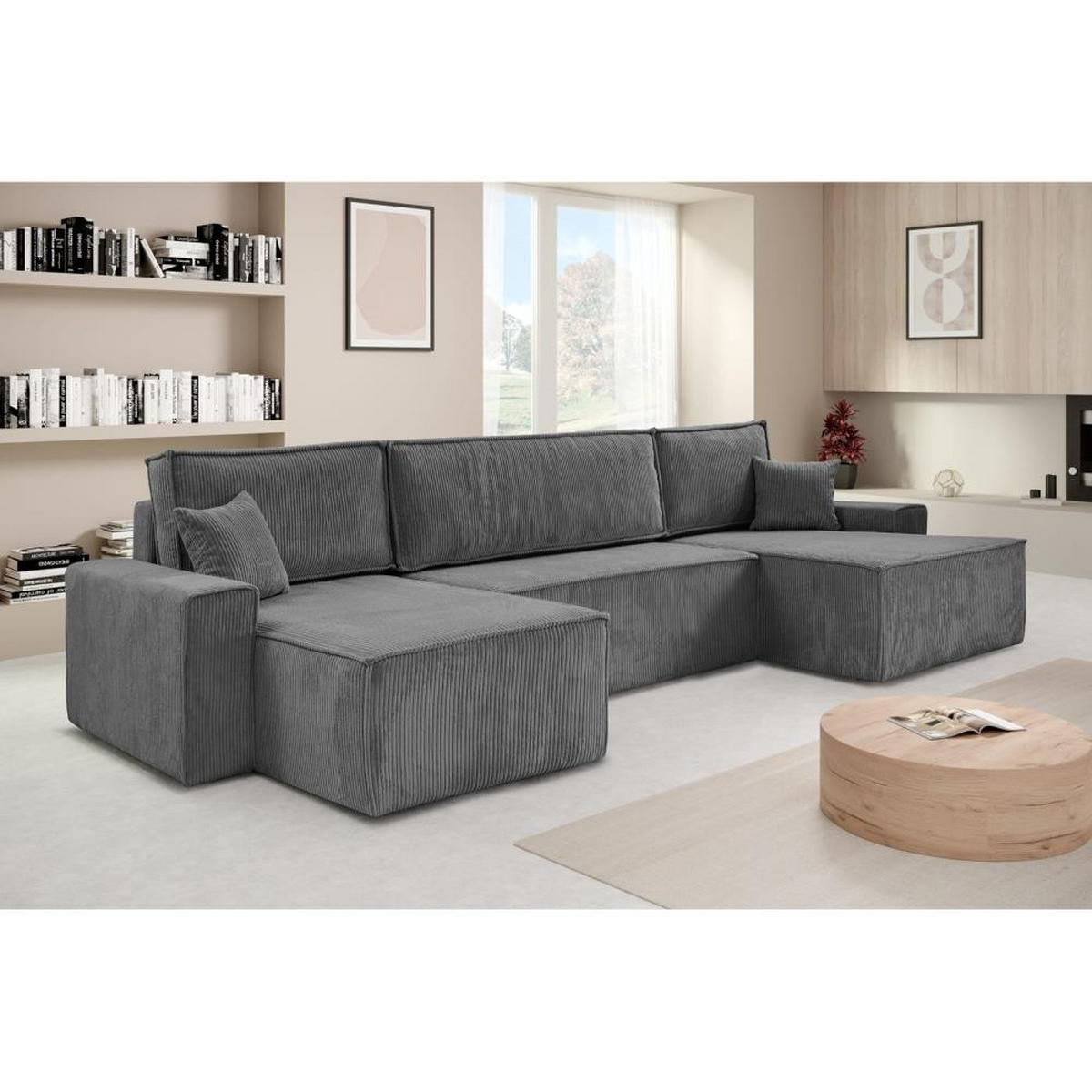WOHNLANDSCHAFT Hektor U mit Schlaffunktion grau - Grau, Textil (377/94/152cm) - Beautysofa