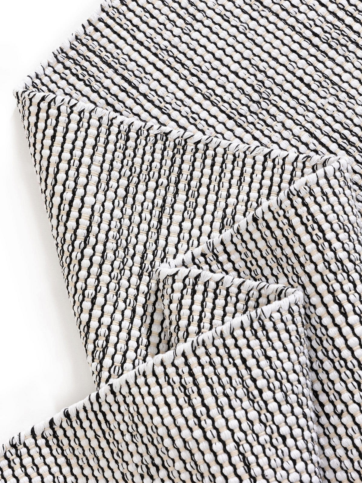 BAUMWOLLTEPPICH Ron handgewebt 240x340 cm - Schwarz, Naturmaterialien/Textil (240/340cm) - benuta