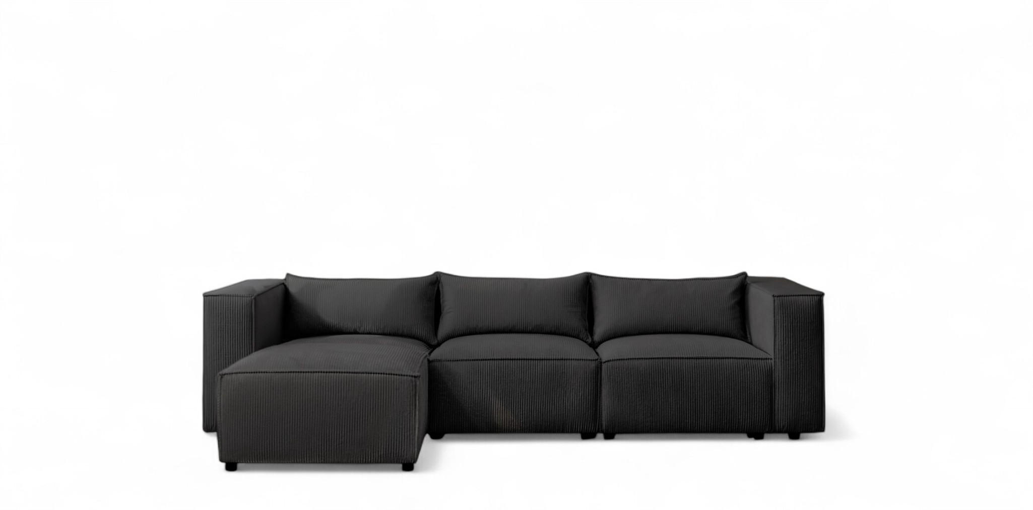 Fun Möbel Ecksofa Schwarz 290x185 cm