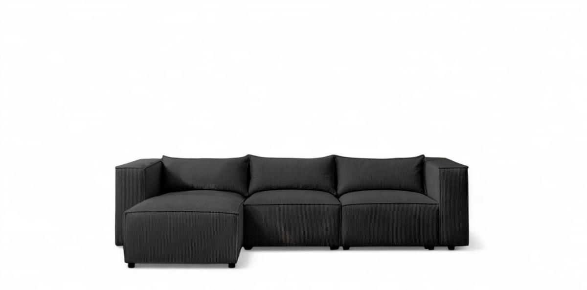 ECKSOFA Nevio - Schwarz, Holzwerkstoff/Textil (185/290cm) - Fun Möbel