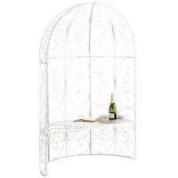 HALBPAVILLON mit Sitzbank Boston Metall Weiß Gartenbank - Weiß, Metall (120/178/58cm) - DELUKE